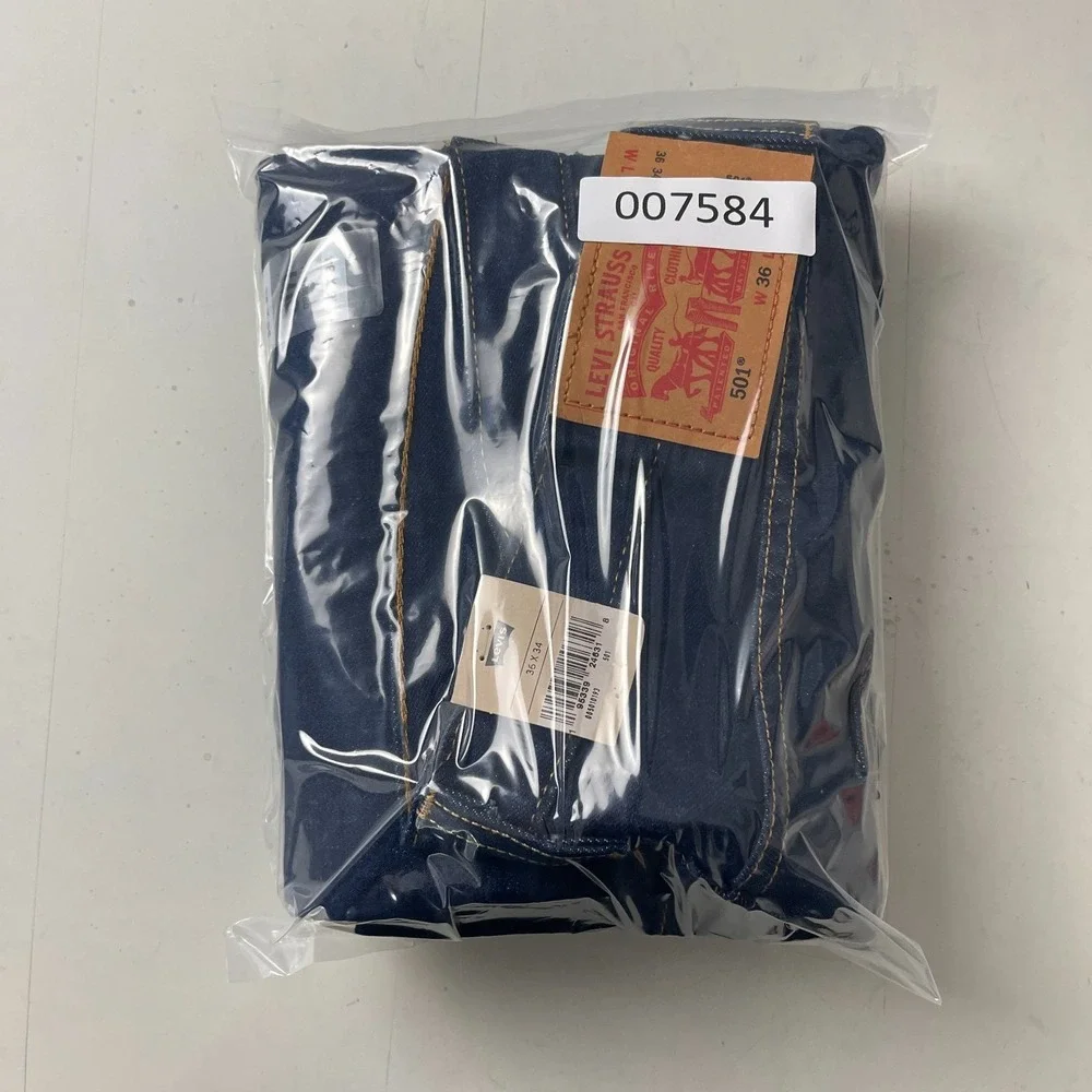 Levi's Jeans Men's 36x34 Blue 501 Original Straight Button Fly Dark Denim Grunge